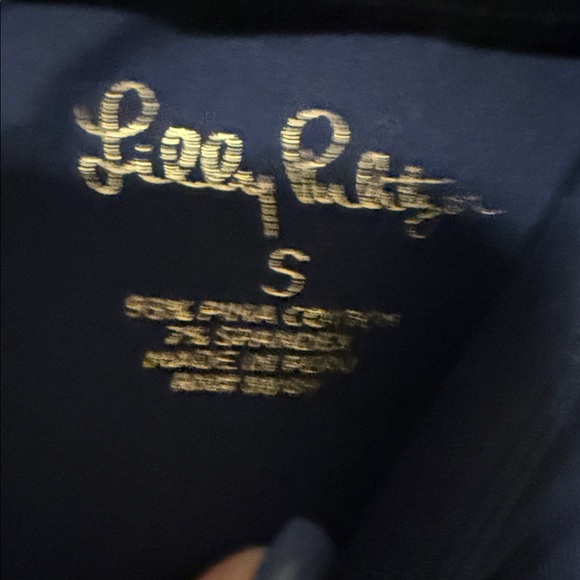 Lilly Pulitzer Navy Crochet Bell-Sleeve Top size small - Picture 4 of 5